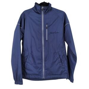 Robert Graham Navy Blue Full Zip Windbreaker Pockets Jacket Size Small